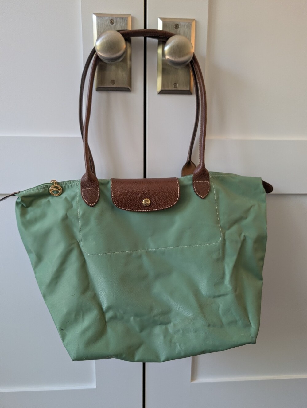Longchamp Long Handle Green Tote